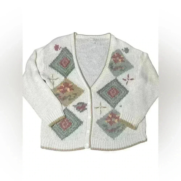 Vintage Hastin&SmithGranny Square Knit Cardigan Sweater size M Boho Cottagecore - Picture 4 of 10